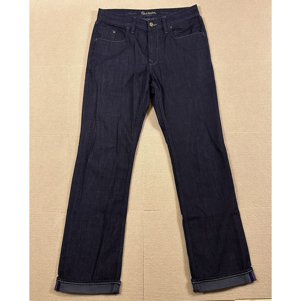 Robert Graham Selvedge Jeans Mens 32x32 Classic Yates Dark Wash Denim Purple